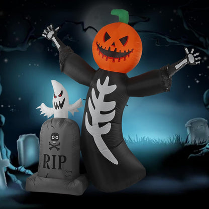 Giant Halloween Inflatable Spooky tomb with Pumpkin Ghost