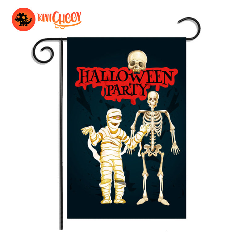 Halloween Outside Garden Flag|Skeleton2