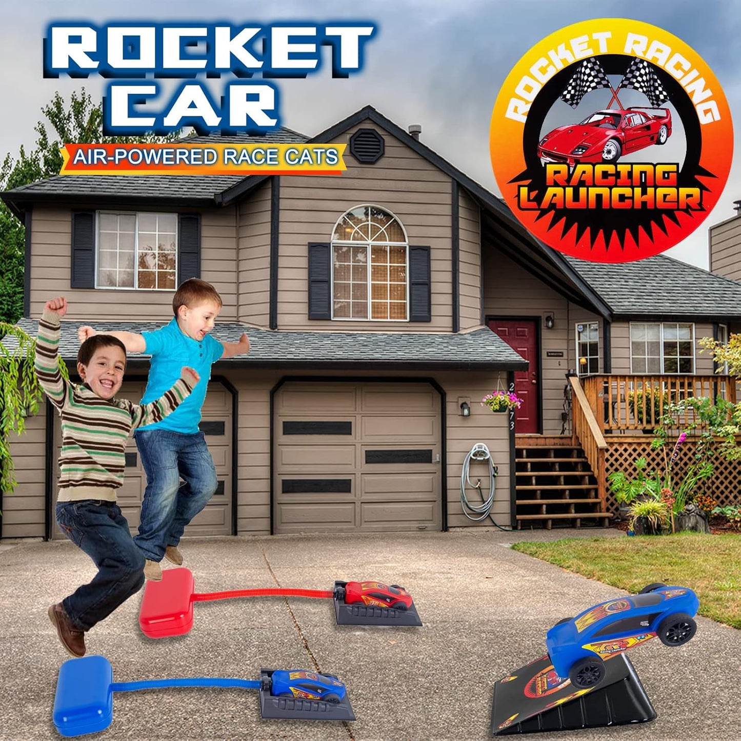 6 Foam Rocket & 2 Car Launcher Outdoor Outside Toys