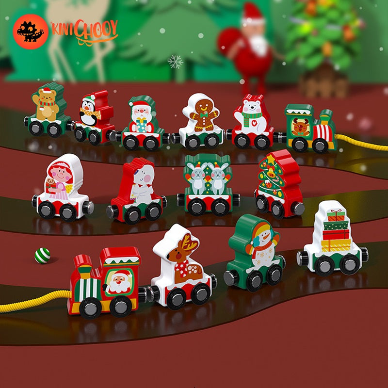 Christmas wooden magnetic train