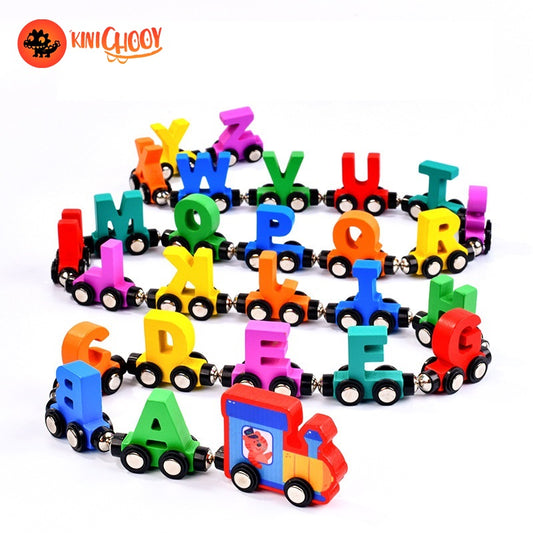 Wooden magnetic letter train