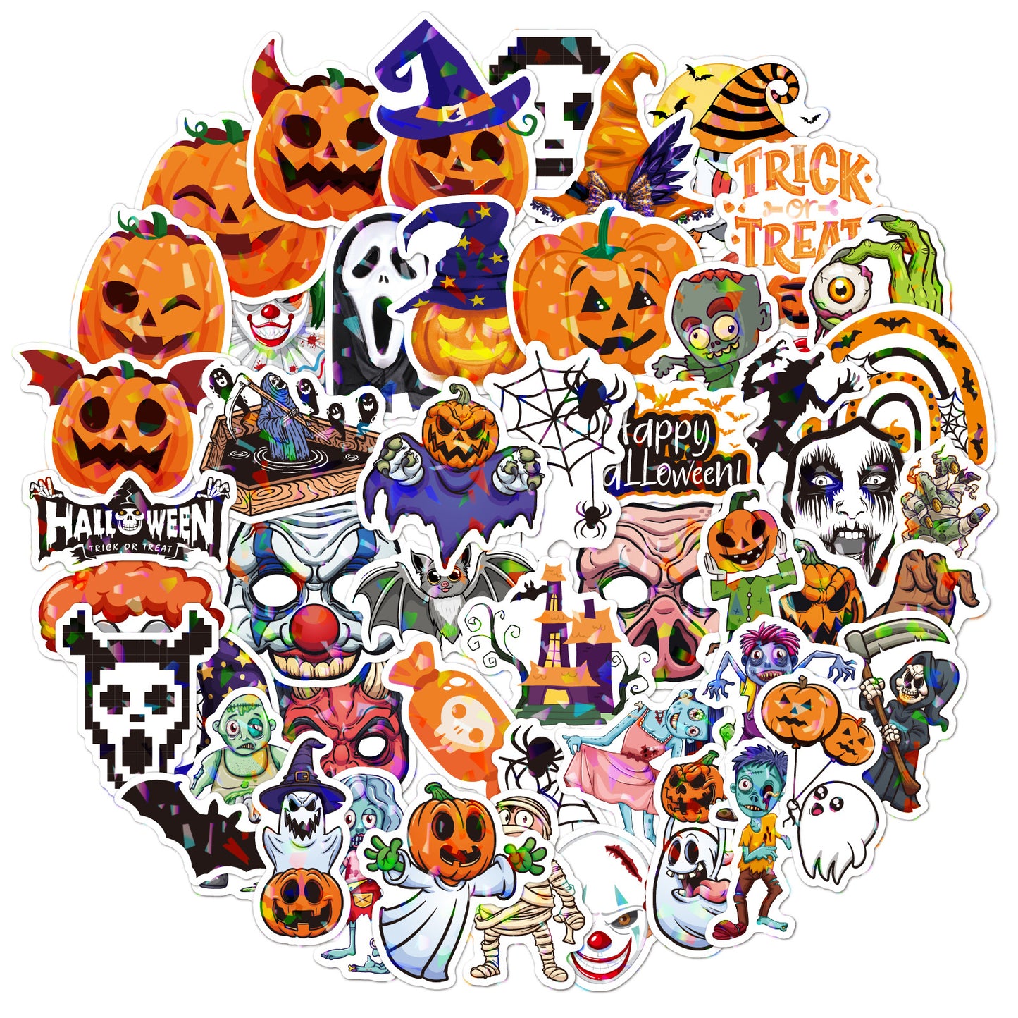 2024 Halloween Holographic Laser Stickers