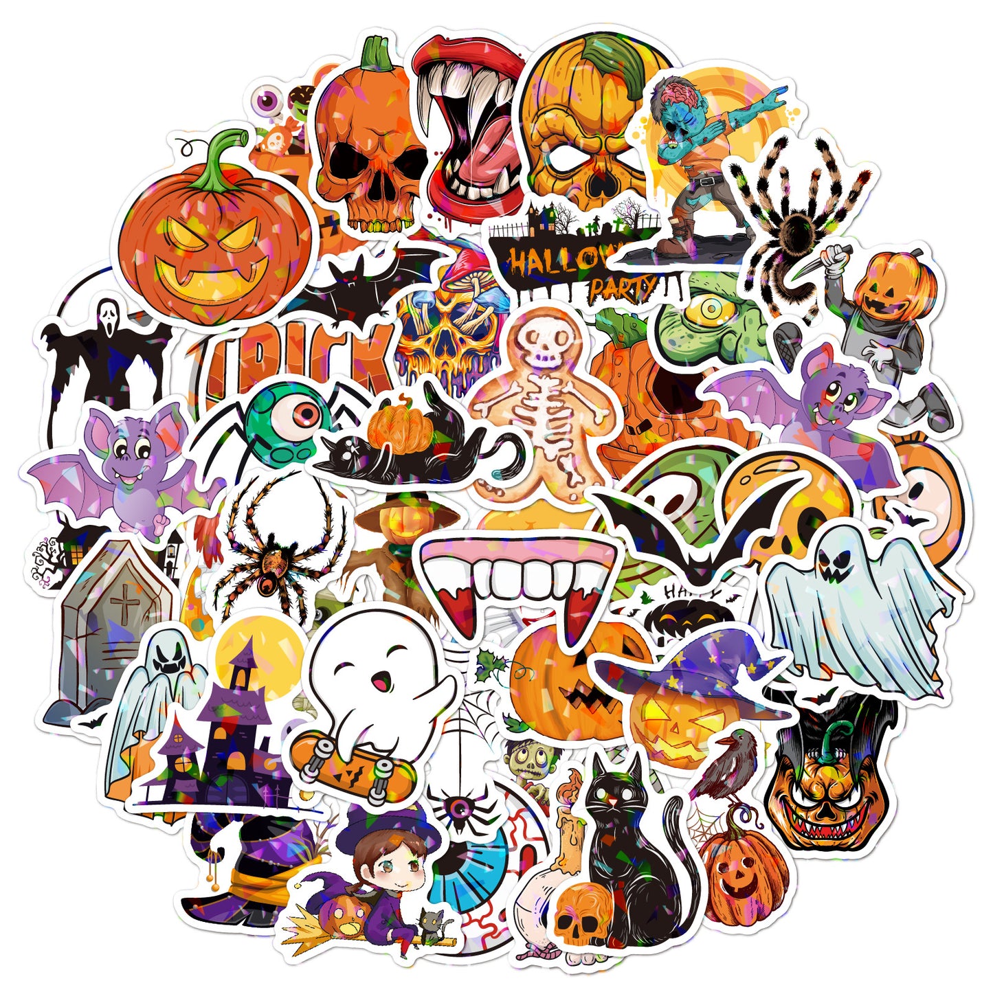 2024 Halloween Holographic Laser Stickers