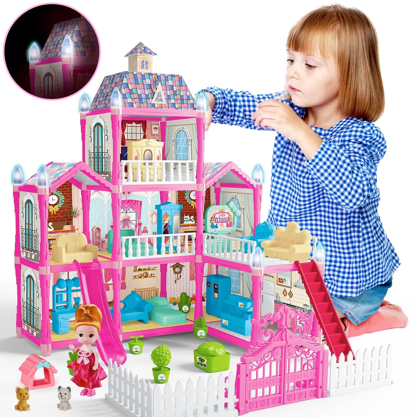 Doll Houses Playset with Furniture and Accessories